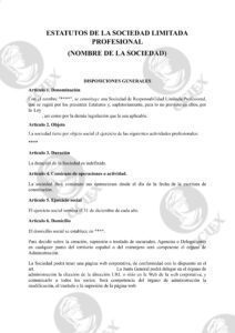 Modelo estatutos para sociedad limitada profesional