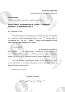 Solicitud de no renovación/cancelación póliza de seguro