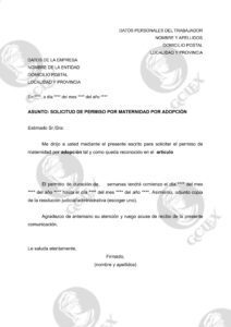 Solicitud de permiso de maternidad por adopción