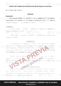 Acuerdo de trabajo a distancia (teletrabajo)