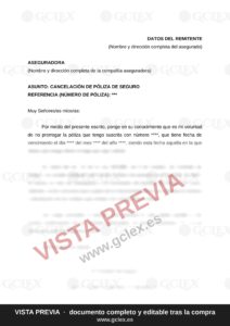 Solicitud de no renovación o cancelación de póliza de seguro