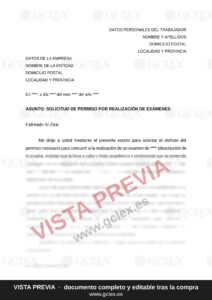 Solicitud de permiso para exámenes