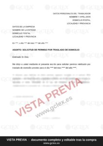 Solicitud de permiso por traslado de domicilio