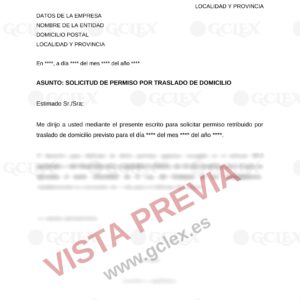 Vista previa del modelo Solicitud de permiso por traslado de domicilio (GCLEX)
