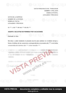 Solicitud de vacaciones a la empresa