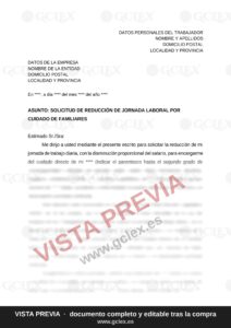 Solicitud de reducción de jornada por cuidado de familiares