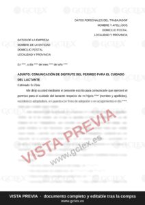 Comunicación del permiso para el cuidado del lactante (lactancia)