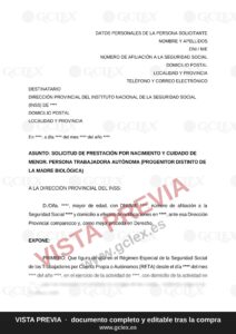 Solicitud de prestación por nacimiento y cuidado de menor para autónomos (progenitor distinto de la madre biológica)