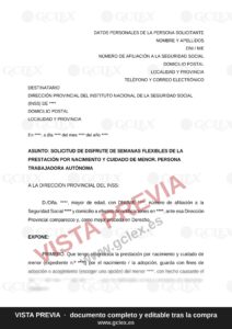 Solicitud de las semanas flexibles de la prestación por nacimiento y cuidado de menor para autónomos